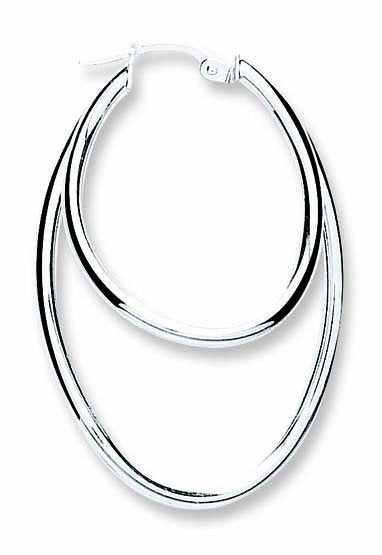 Silver Oval Shaped Double Hoop Earrings - Fine Ring - Certified Authentic - Swiss Made – Luxury Jewellery by Imperial